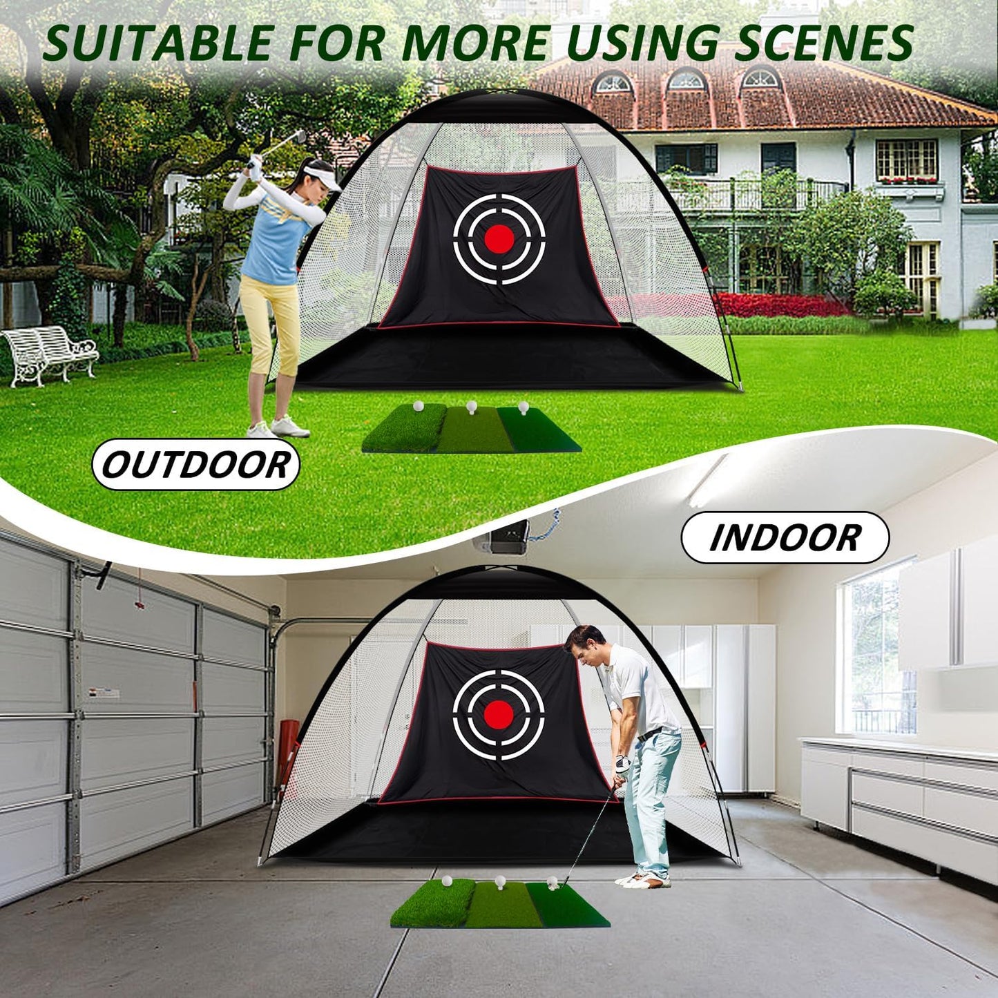 Golf Practice Nets with Real Balls/Turf Mat/Tees/Hat/Target/Bag: 10X7Ft 12X7Ft Gift for Mens Golf Lovers Hitting Driving Chipping Net - Indoor Outdoor Garage Using